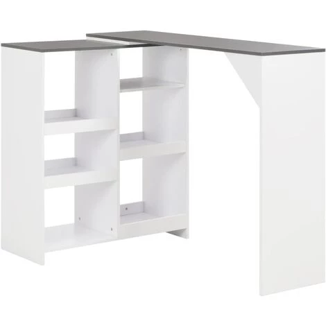 INLIFE Table De Bar Avec Tablette Amovible Blanc 138x39x110 Cm - Blanc 3 INLIFE Table De Bar Avec Tablette Amovible Blanc 138x39x110 Cm - Blanc