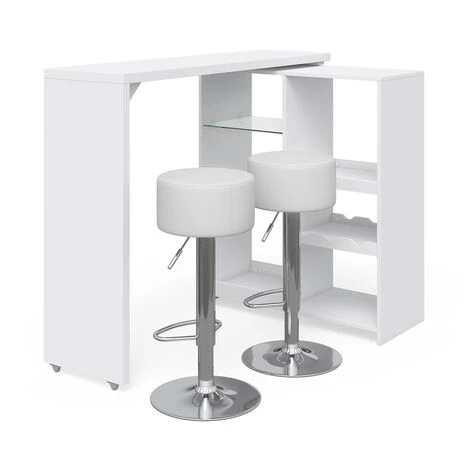 Table De Bar „Vega“ Blanche Avec 2 Tabourets De Bar Vicco 3 Table De Bar „Vega“ Blanche Avec 2 Tabourets De Bar Vicco