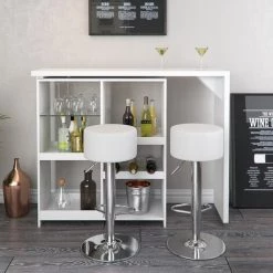 Table De Bar „Vega“ Blanche Avec 2 Tabourets De Bar Vicco 11 Table De Bar „Vega“ Blanche Avec 2 Tabourets De Bar Vicco -Table haute et bar Soldes 59119663 5