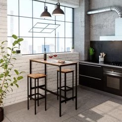 Table De Bar Fyrk Table De Bistro Lot De 2 Tabourets De Bar 120 Cm X 50 Cm Vicco -Table haute et bar Soldes 59119775 4