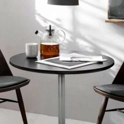 AHD AMAZING HOME DESIGN Table De Bar Noire Ou Blanche Ronde Et Carré Noir 70x70 Bistrot | Couleur De La Table: Noir - Forme De La Table: Rond -Table haute et bar Soldes 5912919 2