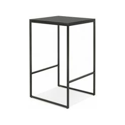 M&S Table De Bar Carrée 60x102 Cm En Bois Et Métal Noir