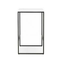 M&S Table De Bar Carrée 60x102 Cm En Bois Blanc Et Métal Noir