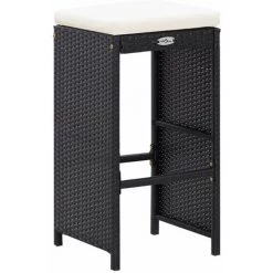 INLIFE Meuble De Bar De Jardin 7 Pcs Et Coussins Résine Tressée Noir - Noir 11 INLIFE Meuble De Bar De Jardin 7 Pcs Et Coussins Résine Tressée Noir - Noir -Table haute et bar Soldes 59172069 5