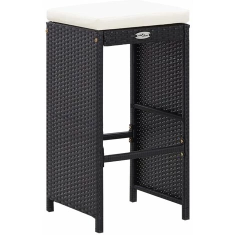 INLIFE Meuble De Bar De Jardin 7 Pcs Et Coussins Résine Tressée Noir - Noir 7 INLIFE Meuble De Bar De Jardin 7 Pcs Et Coussins Résine Tressée Noir - Noir – Image 5