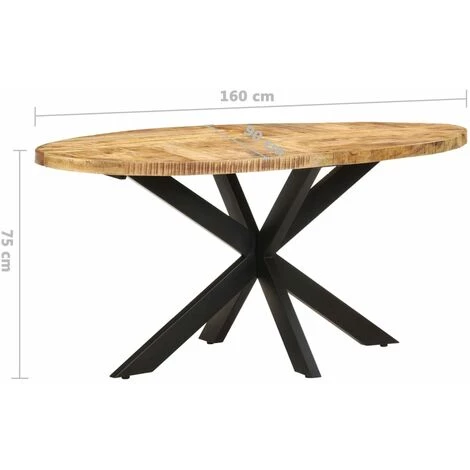 INLIFE Table De Salle à Manger 160x90x75 Cm Bois De Manguier Brut - Brun 7 INLIFE Table De Salle à Manger 160x90x75 Cm Bois De Manguier Brut - Brun – Image 5