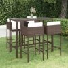 INLIFE Meubles De Bar De Jardin 5pcs Et Coussins Résine Tressée Marron - Brun 2 INLIFE Meubles De Bar De Jardin 5pcs Et Coussins Résine Tressée Marron - Brun -Table haute et bar Soldes 59172096 1