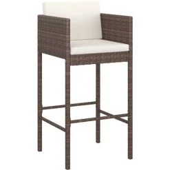 INLIFE Meubles De Bar De Jardin 7pcs Et Coussins Résine Tressée Marron - Brun -Table haute et bar Soldes 59172274 3