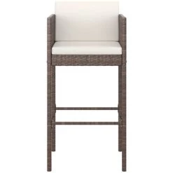 INLIFE Meubles De Bar De Jardin 7pcs Et Coussins Résine Tressée Marron - Brun -Table haute et bar Soldes 59172274 4