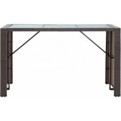 INLIFE Meuble De Bar De Jardin 7 Pcs Et Coussins Résine Tressée Marron - Brun -Table haute et bar Soldes 59172321 5