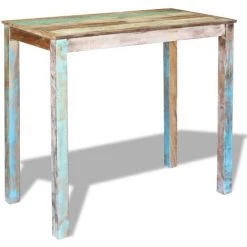 INLIFE Table De Bar Bois Massif De Récupération 115x60x107 Cm - Multicolore -Table haute et bar Soldes 59172479 3