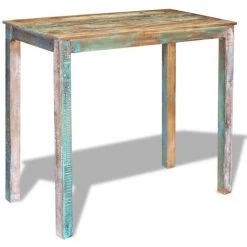 INLIFE Table De Bar Bois Massif De Récupération 115x60x107 Cm - Multicolore -Table haute et bar Soldes 59172479 5