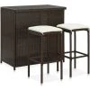 INLIFE Ensemble De Bar 3 Pcs Résine Tressée Marron - Brun -Table haute et bar Soldes 59173001 1