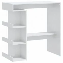 INLIFE Table De Bar étagère De Rangement Blanc Brillant 100x50x101,5cm - Blanc 8 INLIFE Table De Bar étagère De Rangement Blanc Brillant 100x50x101,5cm - Blanc -Table haute et bar Soldes 59173183 2