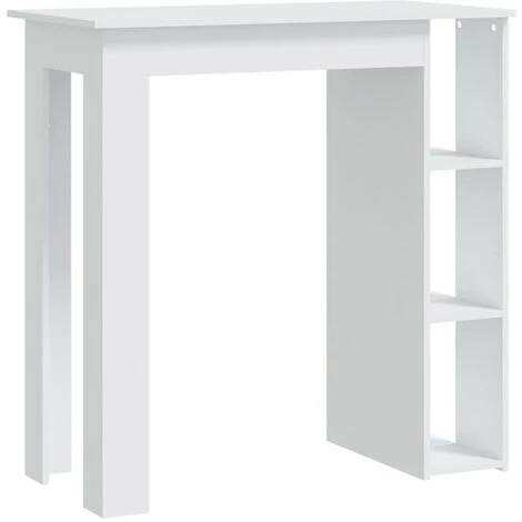 INLIFE Table De Bar Avec étagère Blanc 102x50x103,5 Cm Aggloméré - Blanc 4 INLIFE Table De Bar Avec étagère Blanc 102x50x103,5 Cm Aggloméré - Blanc – Image 2