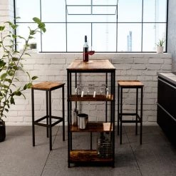 Table De Bar „Fyrk“ Vieux Bois/Noir Vicco -Table haute et bar Soldes 59175082 5