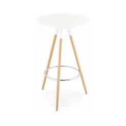 M-S Table De Bar Ronde 65 Cm En Bois Naturel Et Blanc