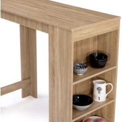 IDMARKET Table De Bar BARTH 2 à 4 Personnes Bois Imitation Hêtre -Table haute et bar Soldes 59235180 3