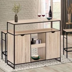 IDMARKET Meuble De Bar Avec Portes Et étagères DETROIT Design Industriel -Table haute et bar Soldes 59281496 4