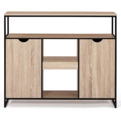 IDMARKET Meuble De Bar Avec Portes Et étagères DETROIT Design Industriel -Table haute et bar Soldes 59281496 5