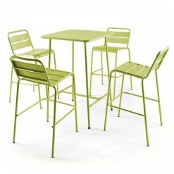 OVIALA Palavas - Table De Bar Acier Vert - Vert -Table haute et bar Soldes 59314718 3