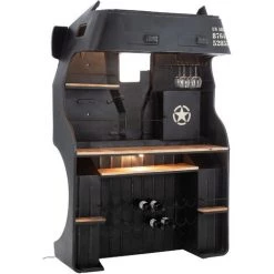 LES TENDANCES Bar Camion En Métal Noir Bob L 220 Cm -Table haute et bar Soldes 59406923 3