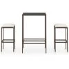Topdeal Meuble De Bar De Jardin 3 Pcs Et Coussins Résine Tressée Marron FF3064816_FR -Table haute et bar Soldes 59652693 1