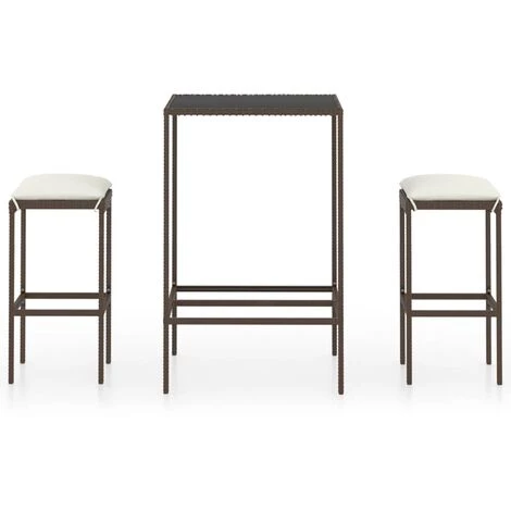 Topdeal Meuble De Bar De Jardin 3 Pcs Et Coussins Résine Tressée Marron FF3064816_FR 3 Topdeal Meuble De Bar De Jardin 3 Pcs Et Coussins Résine Tressée Marron FF3064816_FR