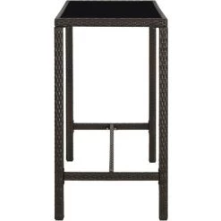 Topdeal Meuble De Bar De Jardin 9 Pcs Et Coussins Résine Tressée Marron FF3064825_FR -Table haute et bar Soldes 59652812 4