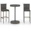 Topdeal Ensemble De Bar De Jardin 3 Pcs Et Coussins Résine Tressée Gris FF3064765_FR -Table haute et bar Soldes 59653126 1