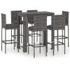 Topdeal Ensemble De Bar De Jardin 7 Pcs Et Coussins Résine Tressée Gris FF3064799_FR -Table haute et bar Soldes 59653154 1