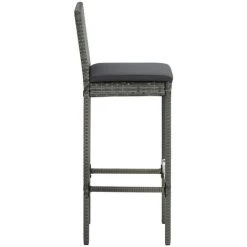 Topdeal Ensemble De Bar De Jardin 7 Pcs Et Coussins Résine Tressée Gris FF3064799_FR -Table haute et bar Soldes 59653154 4