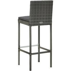 Topdeal Ensemble De Bar De Jardin 7 Pcs Et Coussins Résine Tressée Gris FF3064799_FR -Table haute et bar Soldes 59653154 5