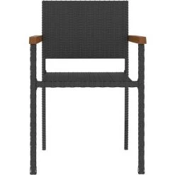 Topdeal Ensemble De Salle à Manger D'extérieur 7pcs Résine Tressée Noir FF3059367_FR -Table haute et bar Soldes 59653170 3