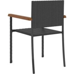 Topdeal Ensemble De Salle à Manger D'extérieur 7pcs Résine Tressée Noir FF3059367_FR -Table haute et bar Soldes 59653170 4