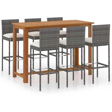 Topdeal Ensemble De Bar De Jardin Avec Coussins 7 Pcs Gris FF3068007_FR 3 Topdeal Ensemble De Bar De Jardin Avec Coussins 7 Pcs Gris FF3068007_FR