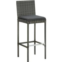 Topdeal Ensemble De Bar De Jardin 5 Pcs Et Coussins Résine Tressée Gris FF3064797_FR -Table haute et bar Soldes 59653204 3