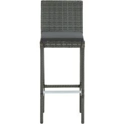 Topdeal Ensemble De Bar De Jardin 5 Pcs Et Coussins Résine Tressée Gris FF3064797_FR -Table haute et bar Soldes 59653204 4