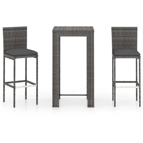 Topdeal Ensemble De Bar De Jardin 3 Pcs Et Coussins Résine Tressée Gris FF3064793_FR 3 Topdeal Ensemble De Bar De Jardin 3 Pcs Et Coussins Résine Tressée Gris FF3064793_FR