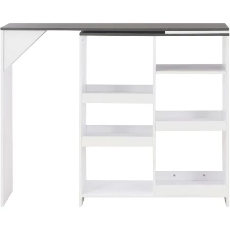 Topdeal Table De Bar Avec Tablette Amovible Blanc 138x39x110 Cm VDFF22377_FR 5 Topdeal Table De Bar Avec Tablette Amovible Blanc 138x39x110 Cm VDFF22377_FR – Image 3