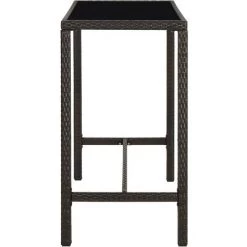 Topdeal Meuble De Bar De Jardin 7 Pcs Et Coussins Résine Tressée Marron FF3064822_FR -Table haute et bar Soldes 59653665 4