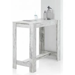 ALTOBUY ADRIAN - Table Bar 120cm Effet Bois Blanc Vieilli - Blanc -Table haute et bar Soldes 59824068 3