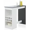 ALTOBUY BIM - Table Bar Multi-Rangement 115cm Blanche Et Effet Béton - Blanc -Table haute et bar Soldes 59824074 1