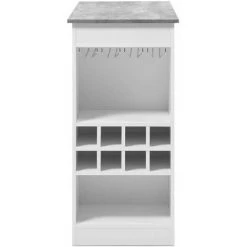 ALTOBUY BIM - Table Bar Multi-Rangement 115cm Blanche Et Effet Béton - Blanc -Table haute et bar Soldes 59824074 3