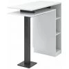 ALTOBUY PERGA - Table Bar Blanche Et Effet Béton Noir Avec Niches - Blanc -Table haute et bar Soldes 59824254 1
