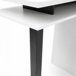 ALTOBUY PERGA - Table Bar Blanche Et Effet Béton Noir Avec Niches - Blanc 10 ALTOBUY PERGA - Table Bar Blanche Et Effet Béton Noir Avec Niches - Blanc -Table haute et bar Soldes 59824254 4