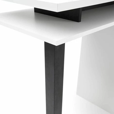 ALTOBUY PERGA - Table Bar Blanche Et Effet Béton Noir Avec Niches - Blanc 6 ALTOBUY PERGA - Table Bar Blanche Et Effet Béton Noir Avec Niches - Blanc – Image 4