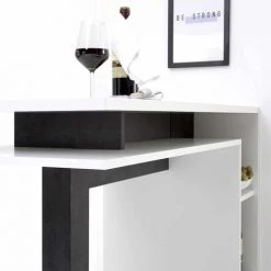 ALTOBUY PERGA - Table Bar Blanche Et Effet Béton Noir Avec Niches - Blanc 11 ALTOBUY PERGA - Table Bar Blanche Et Effet Béton Noir Avec Niches - Blanc -Table haute et bar Soldes 59824254 5
