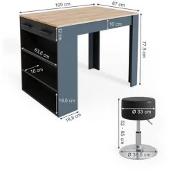 Table De Bar „Repose" Anthracite/Goldkraft Avec 2 Tabourets De Bar Vicco -Table haute et bar Soldes 59838551 3