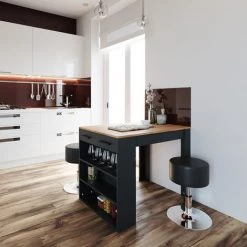 Table De Bar „Repose" Anthracite/Goldkraft Avec 2 Tabourets De Bar Vicco -Table haute et bar Soldes 59838551 4